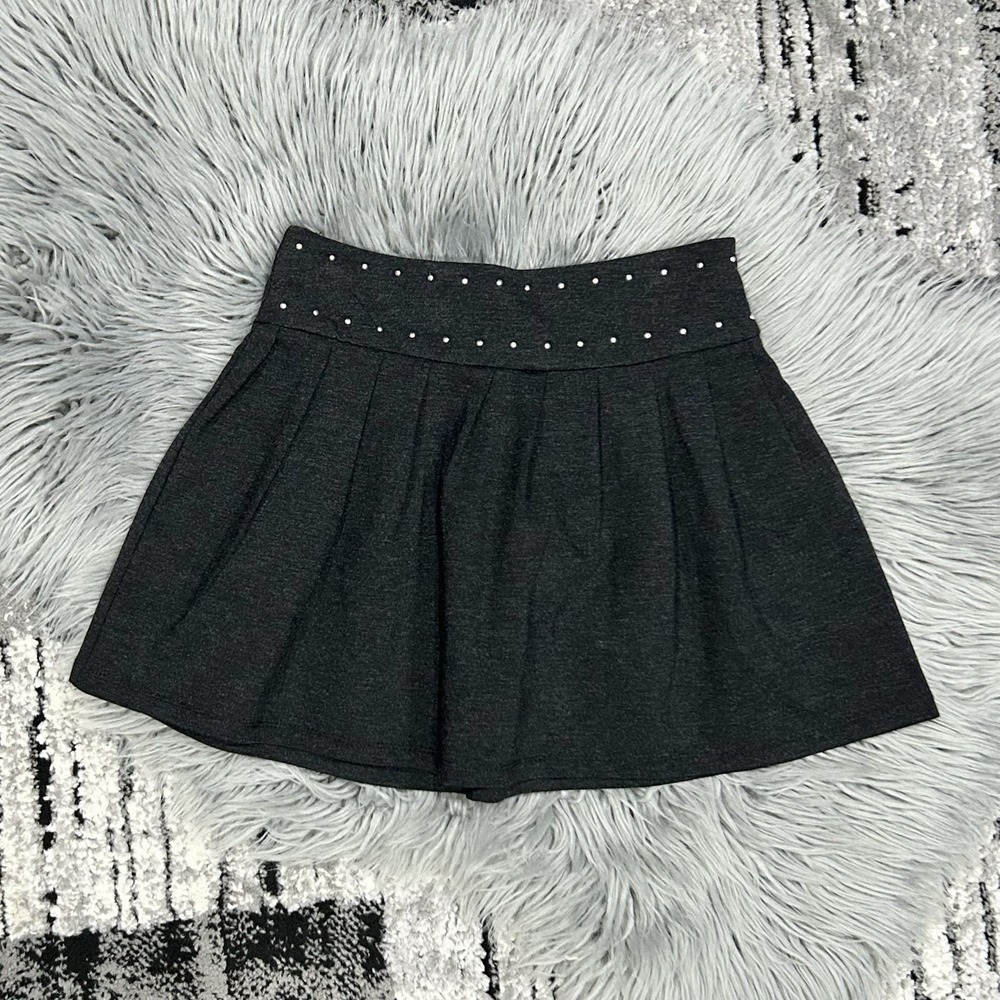 Mayoral Girls Viscose Charcoal Pleated Adj Skirt W/ Silver Embellishments 8/10Y